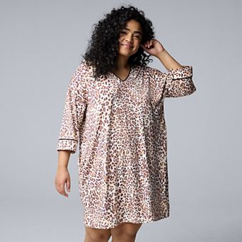 Plus Size Simply Vera Vera Wang Cozy 3/4 Sleeve Sleepshirt