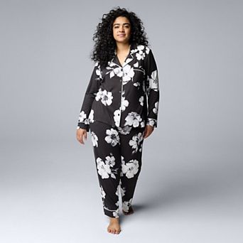 Plus Size Simply Vera Vera Wang 2 pc Cozy Long Sleeve Pajama Top & Pajama Pants Set