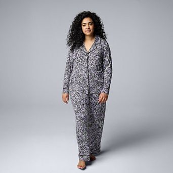 Plus Size Simply Vera Vera Wang 2 pc Cozy Long Sleeve Pajama Top & Pajama Pants Set