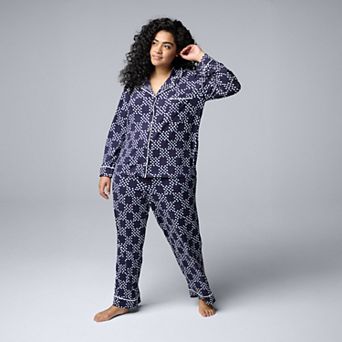 Plus Size Simply Vera Vera Wang 2 pc Cozy Long Sleeve Pajama Top & Pajama Pants Set