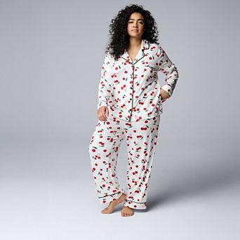 Plus Size Simply Vera Vera Wang 2 pc Cozy Long Sleeve Pajama Top & Pajama Pants Set