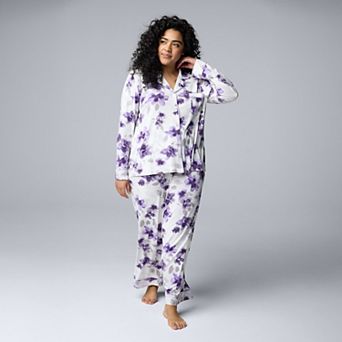 Plus Size Simply Vera Vera Wang 2 pc Cozy Long Sleeve Pajama Top & Pajama Pants Set