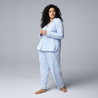 Plus Size Simply Vera Vera Wang 2 pc Cozy Long Sleeve Pajama Top & Pajama Pants Set