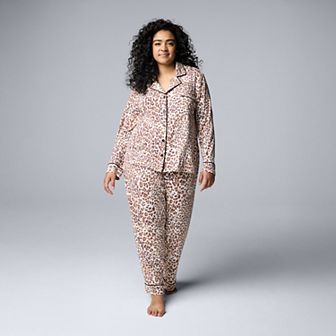 Plus Size Simply Vera Vera Wang 2 pc Cozy Long Sleeve Pajama Top & Pajama Pants Set
