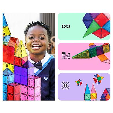 PicassoTiles 100 PC Magnetic Tiles, Magnetic Building Blocks for Kids, Magnet for Kids 3+