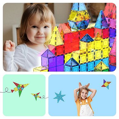 PicassoTiles 100 PC Magnetic Tiles, Magnetic Building Blocks for Kids, Magnet for Kids 3+