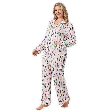 Plus Size Beauty Sleep Social Eloise 2-pc. Notch Long Sleeve Pajama Top & Pajama Bottoms Set