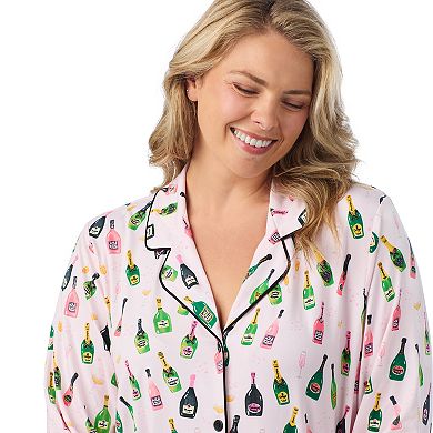 Plus Size Beauty Sleep Social Eloise 2-pc. Notch Long Sleeve Pajama Top & Pajama Bottoms Set