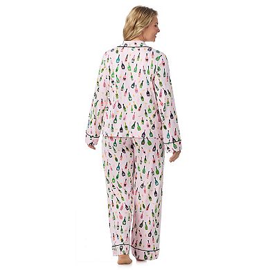 Plus Size Beauty Sleep Social Eloise 2-pc. Notch Long Sleeve Pajama Top & Pajama Bottoms Set