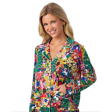 Women's Beauty Sleep Social 2-pc. Belle Long Sleeves Pajama Top & Pajama Shorts Set