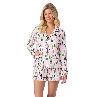 Women's Beauty Sleep Social 2 pc Belle Long Sleeves Pajama Top & Pajama Shorts Set