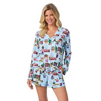 Women's Beauty Sleep Social 2 pc Belle Long Sleeves Pajama Top & Pajama Shorts Set