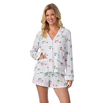 Women's Beauty Sleep Social 2 pc Belle Long Sleeves Pajama Top & Pajama Shorts Set