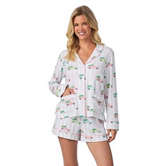 Women's Beauty Sleep Social 2 pc Belle Long Sleeves Pajama Top & Pajama Shorts Set