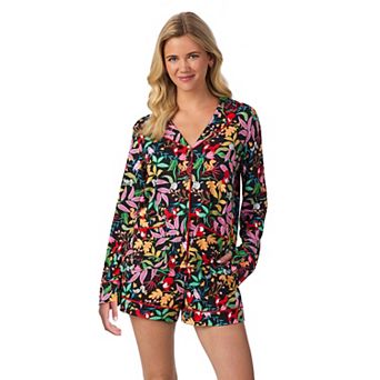 Women's Beauty Sleep Social 2 pc Belle Long Sleeves Pajama Top & Pajama Shorts Set