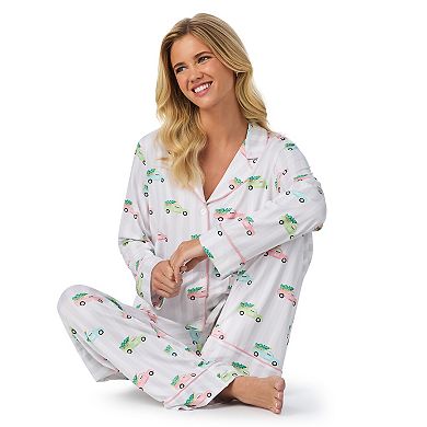 Women's Beauty Sleep Social 2-pc. Eloise Cozy Long Sleeve Pajama Top & Pajama Bottoms Set