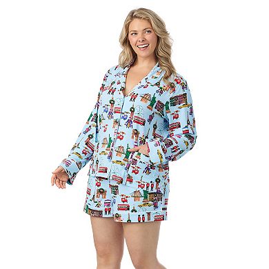 Plus Size Beauty Sleep Social 2-pc. Belle Long Sleeves Pajama Top & Pajama Shorts Set