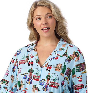Plus Size Beauty Sleep Social 2-pc. Belle Long Sleeves Pajama Top & Pajama Shorts Set
