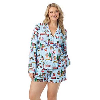 Plus Size Beauty Sleep Social 2 pc Belle Long Sleeves Pajama Top & Pajama Shorts Set