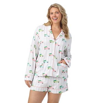 Plus Size Beauty Sleep Social 2 pc Belle Long Sleeves Pajama Top & Pajama Shorts Set