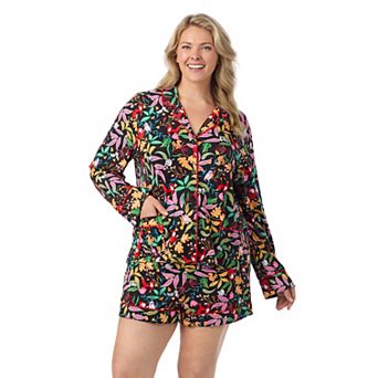 Plus Size Beauty Sleep Social 2 pc Belle Long Sleeves Pajama Top & Pajama Shorts Set
