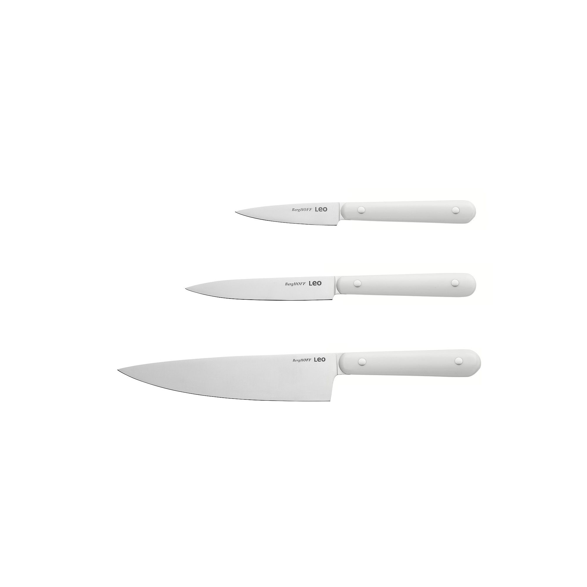 BergHOFF Leo Spirit Stainless Steel 3-pc. Starter Knife Set, White