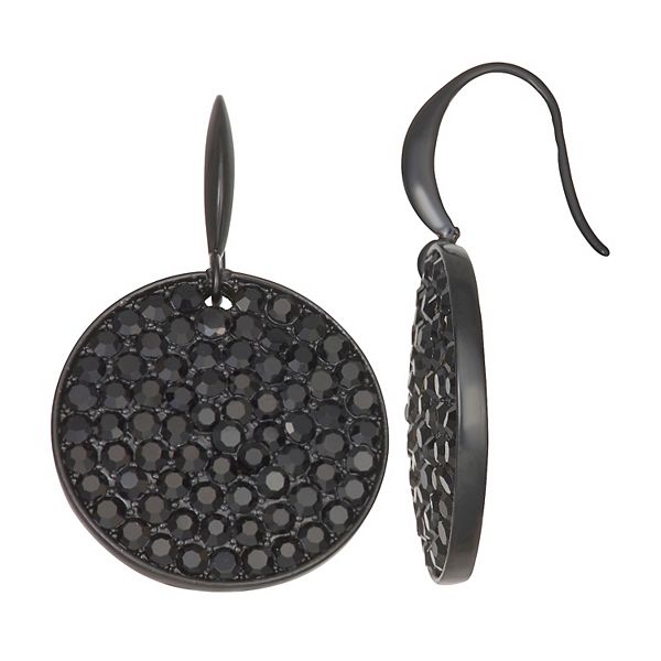 Simply Vera Vera Wang Jet Tone Pave Disc Drop Earrings - Black