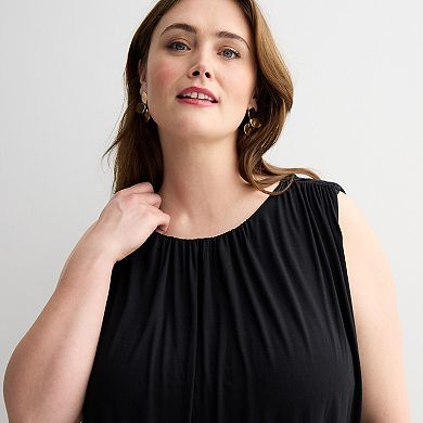 Plus Size INTEMPO™ Sleeveless Shirred Crop Top