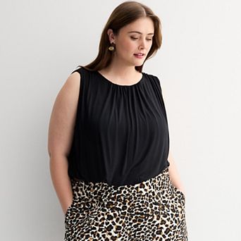 Plus Size INTEMPO™ Sleeveless Shirred Crop Top