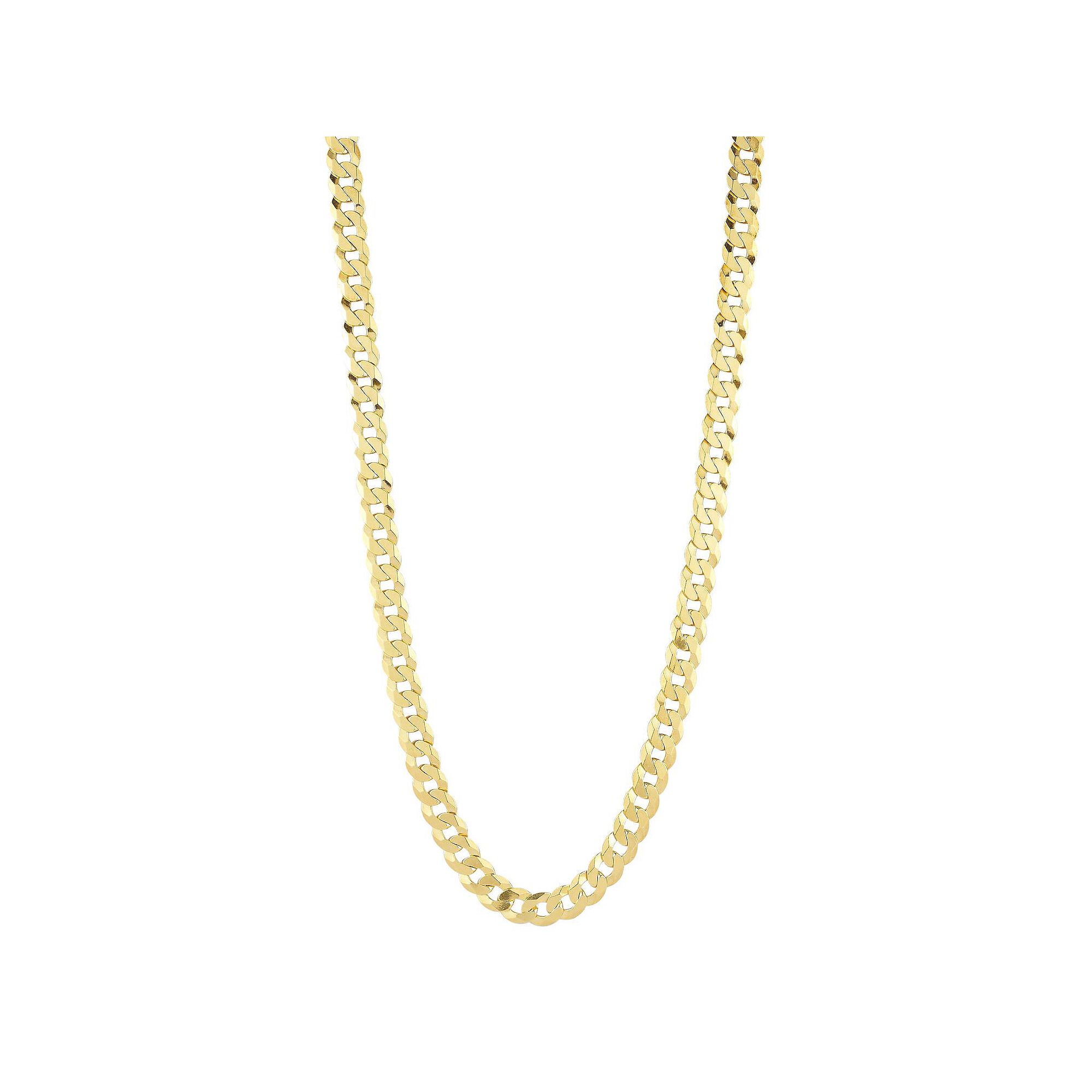 Mens Menster Sterling Silver 7 mm Curb Necklace, Size: 24, Gold Tone