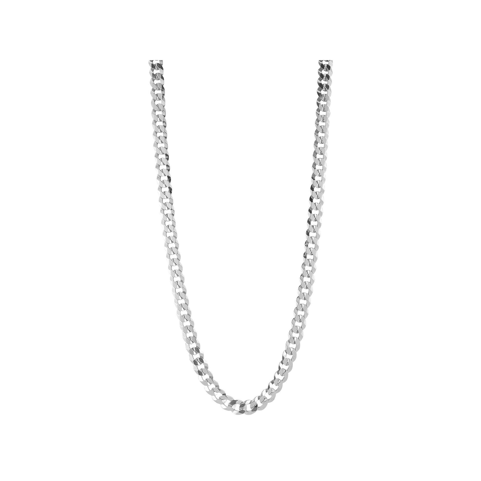 Mens Menster Sterling Silver 7 mm Curb Necklace, Size: 24
