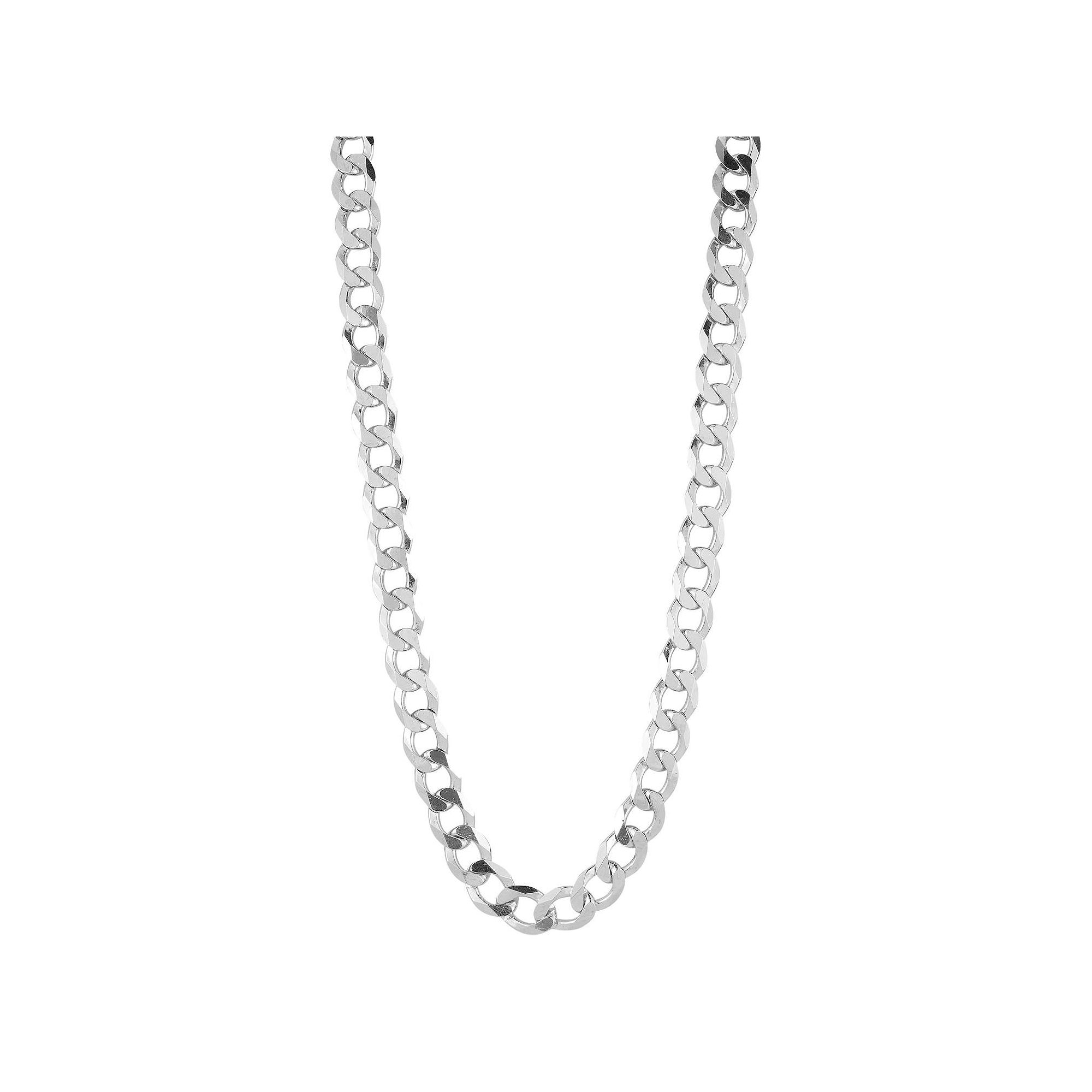 Mens Menster Sterling Silver 9 mm Curb Necklace, Size: 22