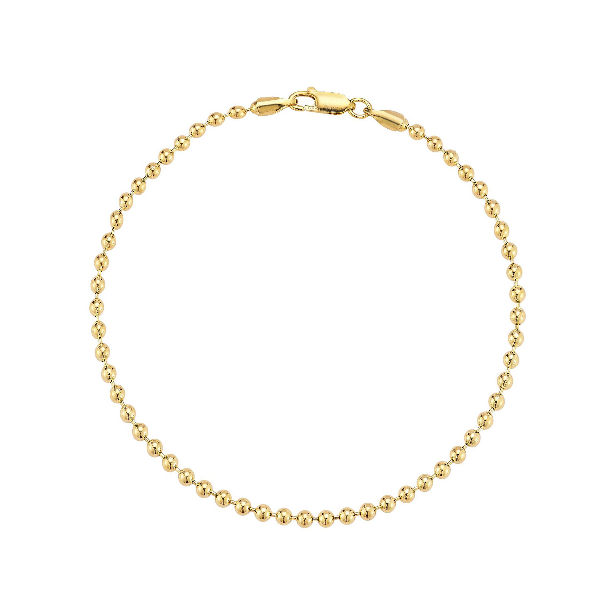 Mens Menster Sterling Silver Ball Bracelet, Size: 9.5, Gold Tone