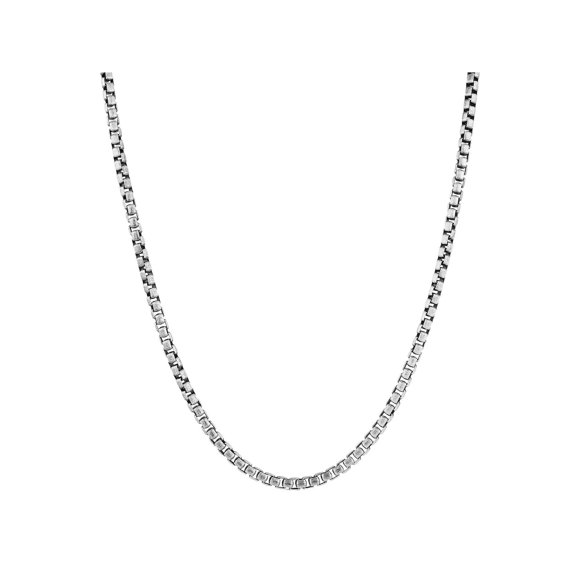 Mens Menster Sterling Silver Oxidized 3 mm Box Necklace, Size: 20, Oxid