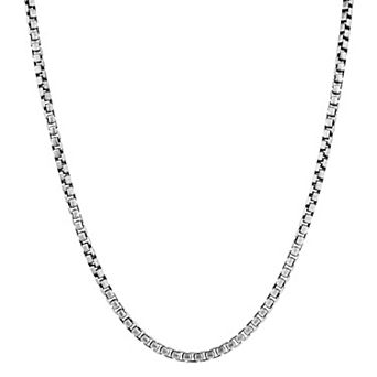 Men's Menster Sterling Silver Oxidized 3 mm Box Necklace