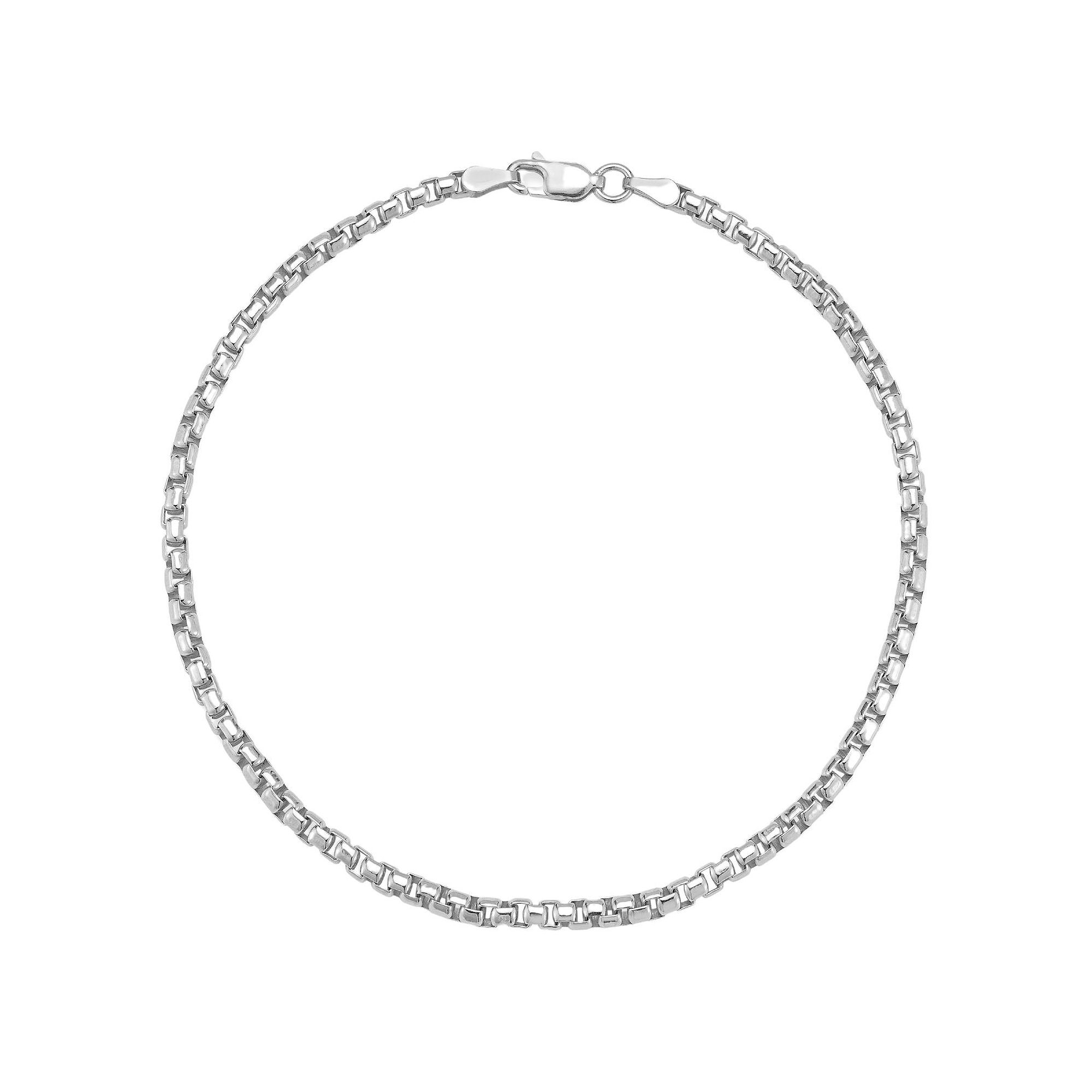 Mens Menster Sterling Silver 3 mm Box Bracelet, Size: 9.5