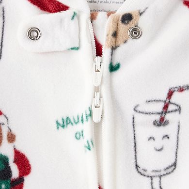 Carter's Santa Milk & Cookies Loose Fit Fleece Long-Sleeve Sleep & Play Pajamas