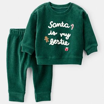 Baby Carter's 2 pc "Santa Is My Bestie" Long-Sleeve Tee & Pant Set
