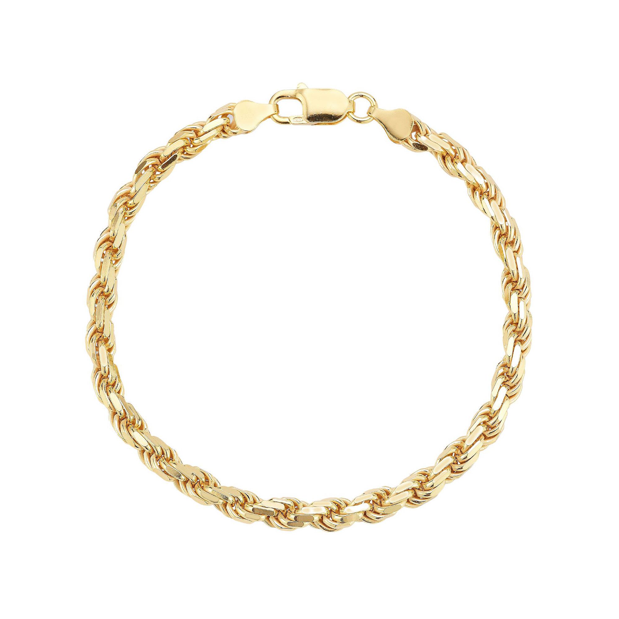 Mens Menster Sterling Silver 5 mm Rope Bracelet, Size: 9, Gold Tone