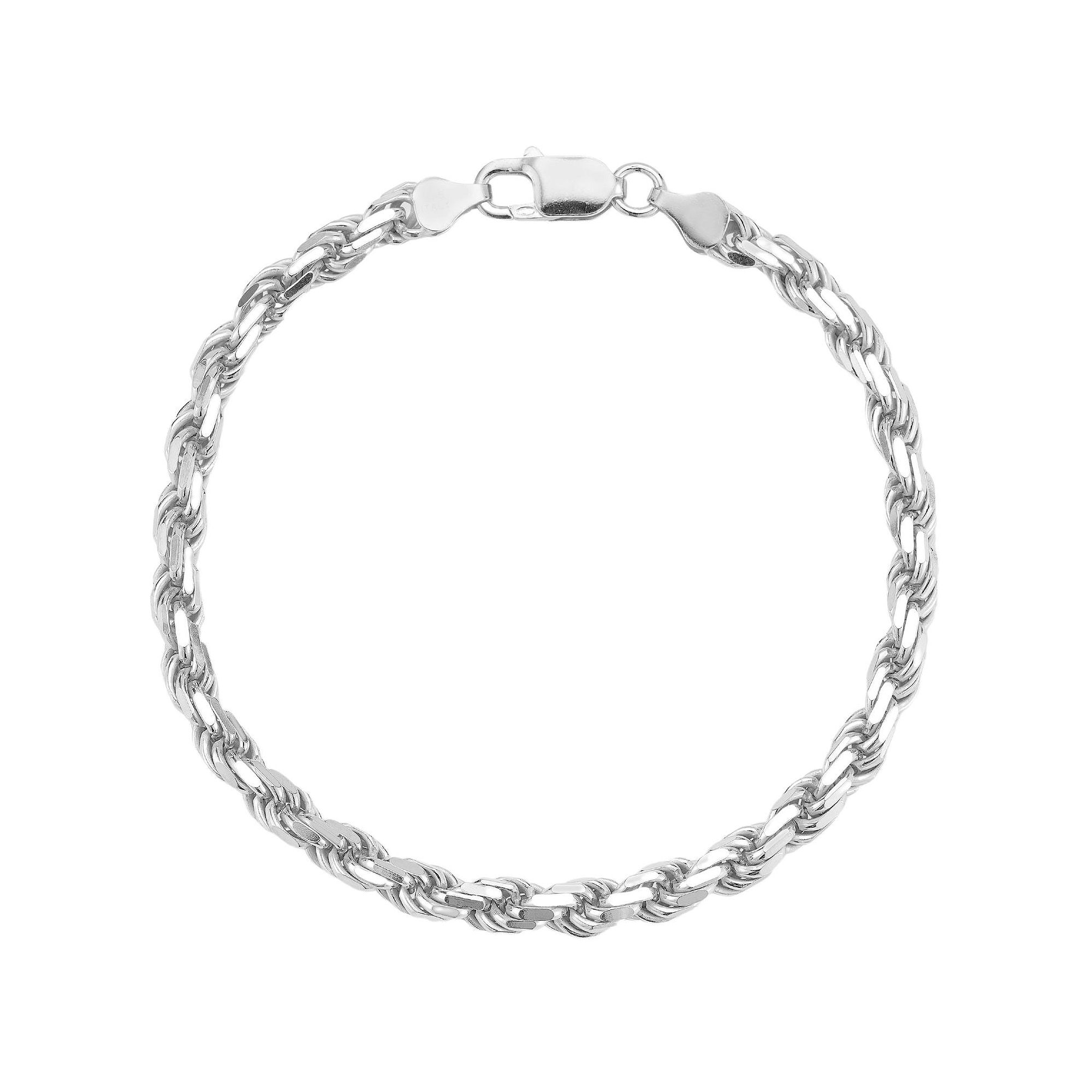Mens Menster Sterling Silver 5 mm Rope Bracelet, Size: 9.5