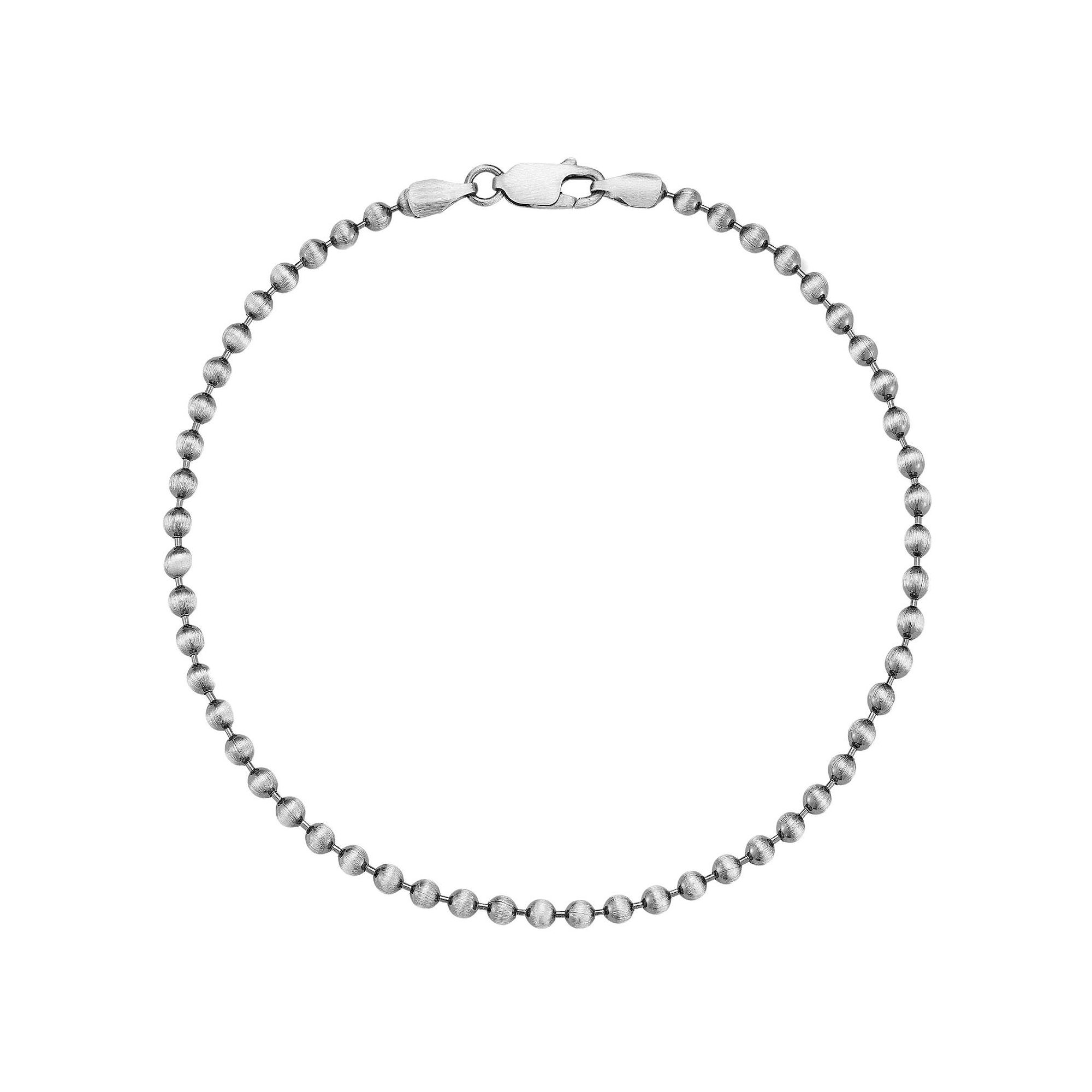 Mens Menster Sterling Silver Oxidized 3 mm Ball Bracelet, Size: 9, Oxid