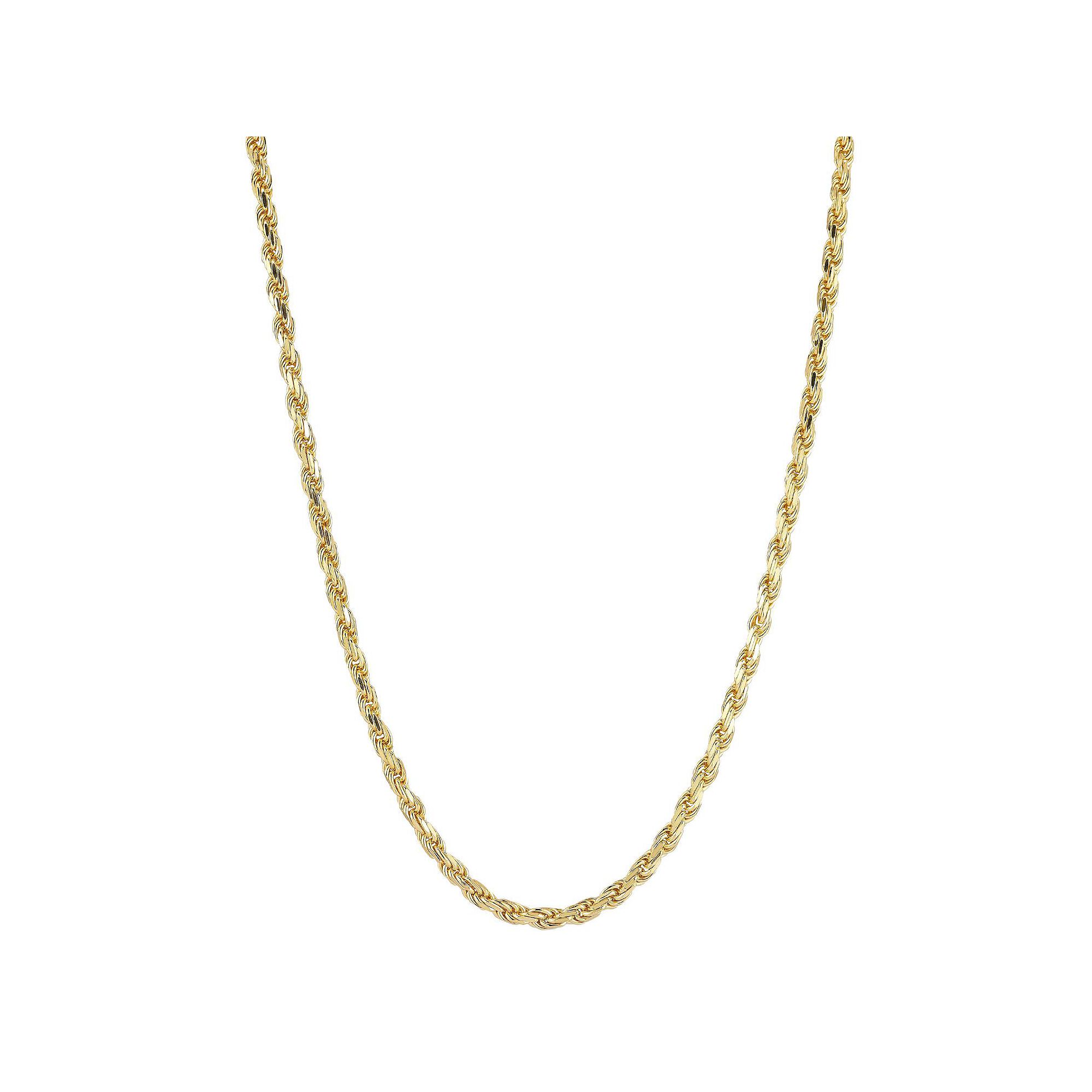 Mens Menster Sterling Silver 3 mm Rope Necklace, Size: 20, Gold Tone