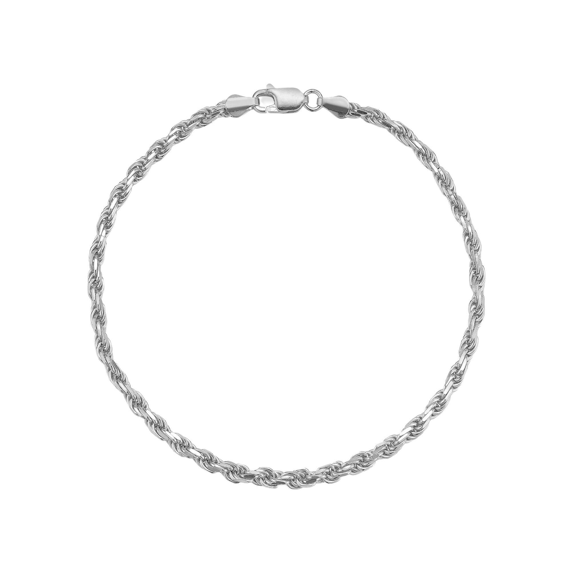 Mens Menster Sterling Silver 3 mm Rope Bracelet, Size: 9