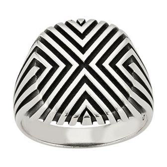 Men's Menster Sterling Silver Oxidized Geometric Signet Ring