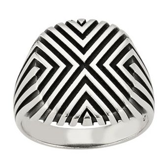 Men's Menster Sterling Silver Oxidized Geometric Signet Ring
