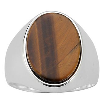 Men's Menster Sterling Silver Oval Gemstone Ring