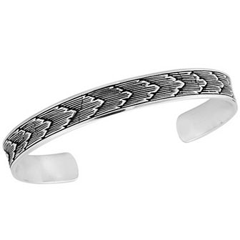 Men's Menster Sterling Silver Oxidized Cuff Bangle Bracelet