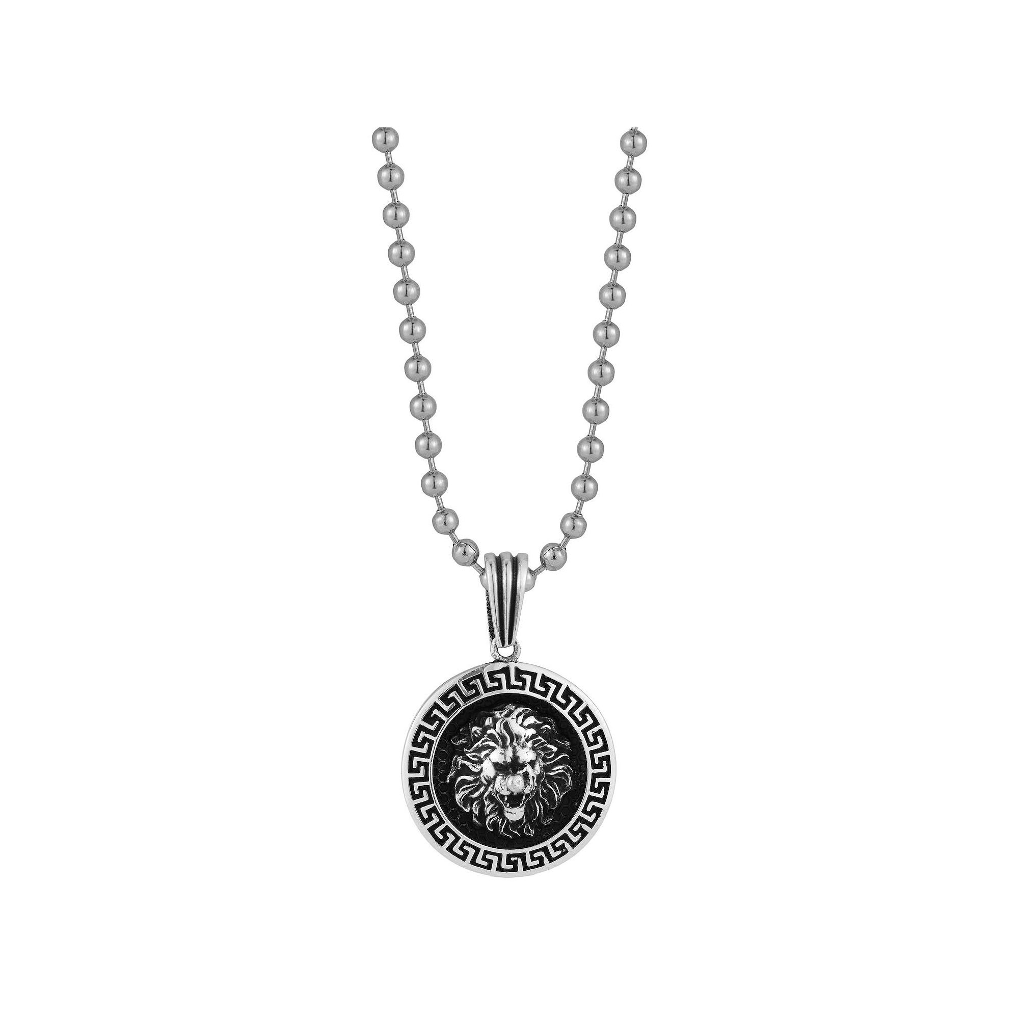 Mens Menster Sterling Silver Oxidized Lion Pendant Necklace, Size: 24, 