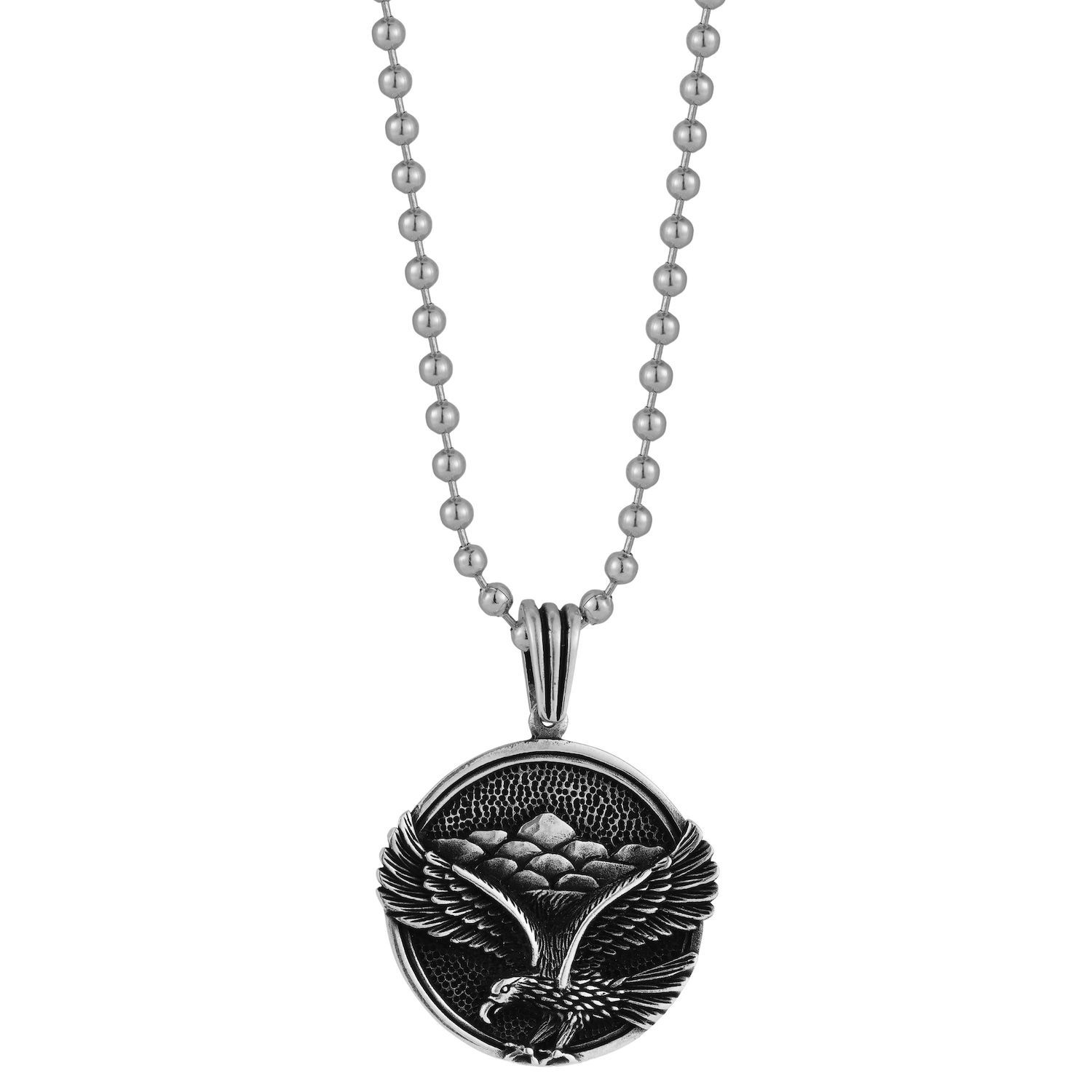 MENDEL Stainless Steel Flying Horse Pegasus Pendant Necklace – Men's Boys Silver, Lobster Clasp