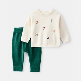 Baby Boy Carter's Holiday Print Long Sleeve Sweater & Pant Set